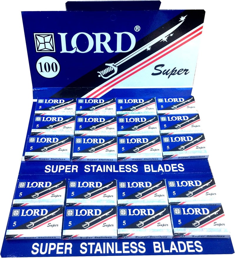 Lord Super Stainless Double Edge Razor Blades - 100 Blades for Smooth Shaving